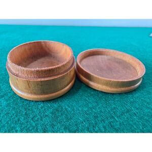 Vintage Turned Wood Bowl with Lid Trinket Box Jewelry Box Stamp Box